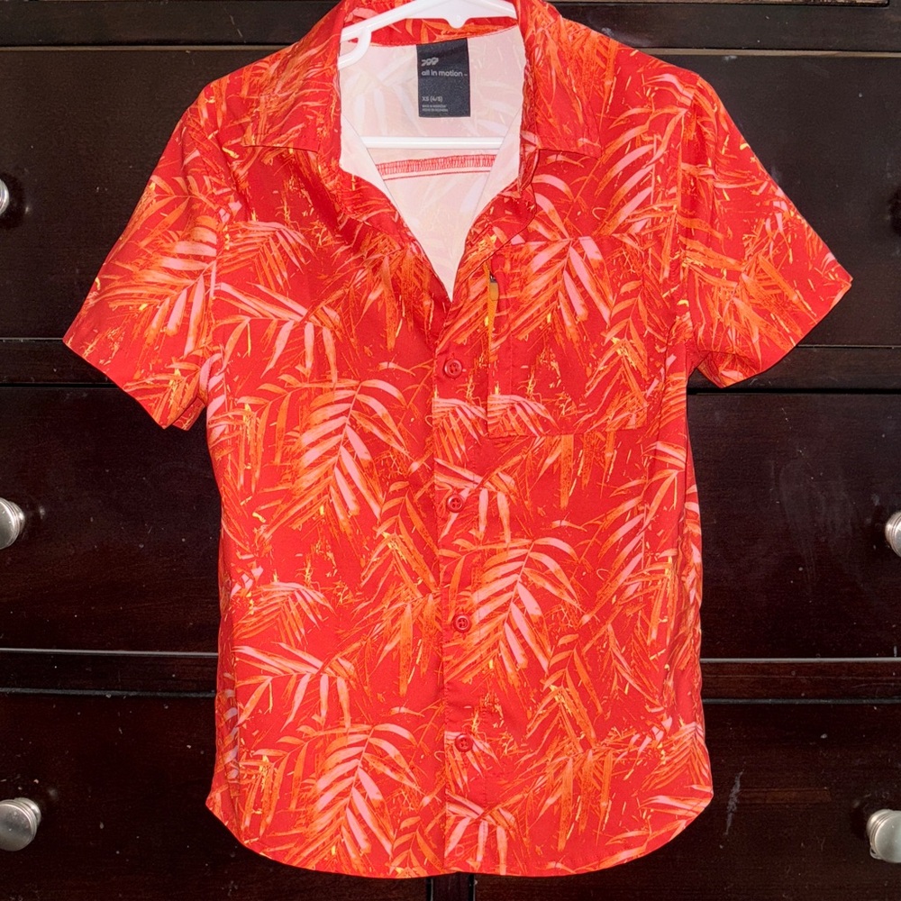 All in Motion Orange Leaf Print Shirt